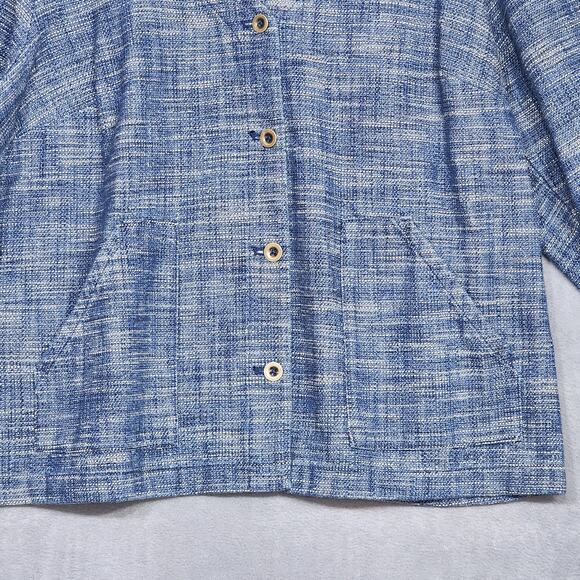 Pure J Jill Indigo Blazer Jacket Blue Cardigan XL Button Front Blue Tweed - Picture 6 of 7